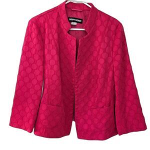 Gerry Weber Blazer Womens sz 14 Designer Waffle Weave Barbiecore Jacket Cropped
